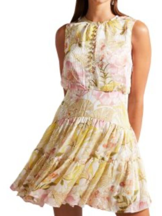 Ted Baker Dresses & Skirts - Ted Baker Poliyaa Peony Floral Button Up Sleeveless Mini Dress